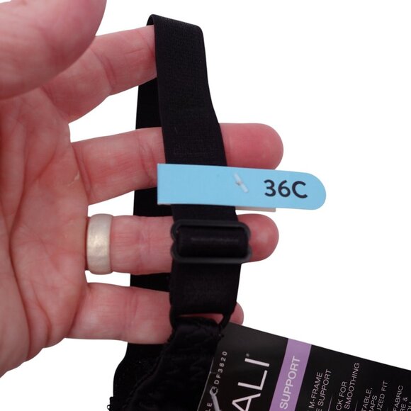 NWT Bali Double Support Wireless Bra Sz 36C Black Satin Finish Full Coverage - Picture 5 of 11